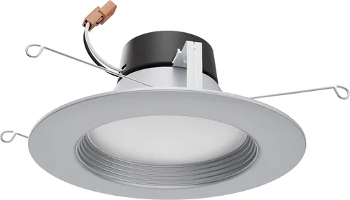 Satco S11836/08 ColorQuick LED Downlight Retrofit, CCT seleccionable por color 2700K/3000K/3500K/4000K/5000K, 5-6 pulgadas, níquel cepillado,