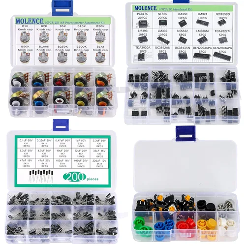 Vista 6 de 5162pcs DIY Electrónica Componentes Kit Surtido, Resistores, Inductores, Condensadores, LED, Triodo, ICS, Diodos, PCB, Potenciómetro, Cabecera