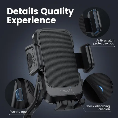 Vista 5 de toocki Soporte de teléfono para automóvil, soporte universal de cuello de cisne ajustable de 360° para teléfono celular, expansor para automóvil