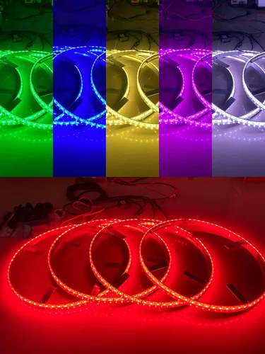 Vista 5 de Juego de 4 luces LED de 15.5 pulgadas RGB con cambio múltiple para llanta, con frenado, aplicación Bluetooth de giro/control remoto Ctrl IP68, kit