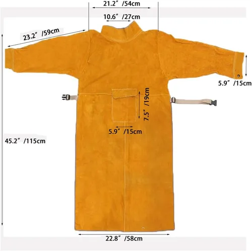 Vista 2 de Leather Welding Apron with Sleeves,Heavy Duty Welding Jacket,Heat Flame Resistant Welder Apron for Men