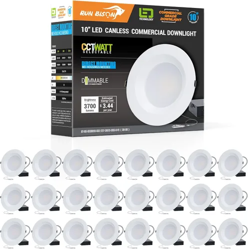 Vista 23 de Downlight LED empotrable de 4 pulgadas con caja de conexión, potencia ajustable 9/12/15W, 3 colores seleccionables 3000K-5000K, 120-277V, 0-10V
