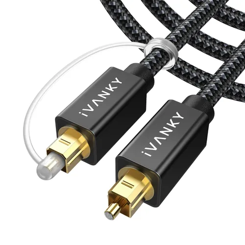 Vista 12 de Cable de audio óptico IVANKY, cable de fibra óptica Toslink de 10 pies, cable de audio óptico digital S/PDIF para barra de sonido, sistemas estéreo
