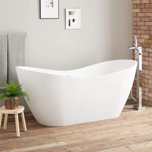 Signature Hardware 438523 Sheba 67" Resin Soaking Freestanding Tub with Integrated Drain and Overflow