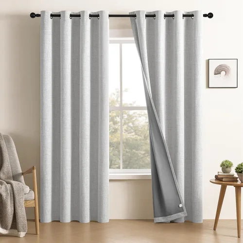 Vista 61 de CUCRAF - Juego de 2 paneles de cortinas de ventana con oscurecimiento total del 100%, de 54 pulgadas de largo, con aspecto de lino falso, cortinas