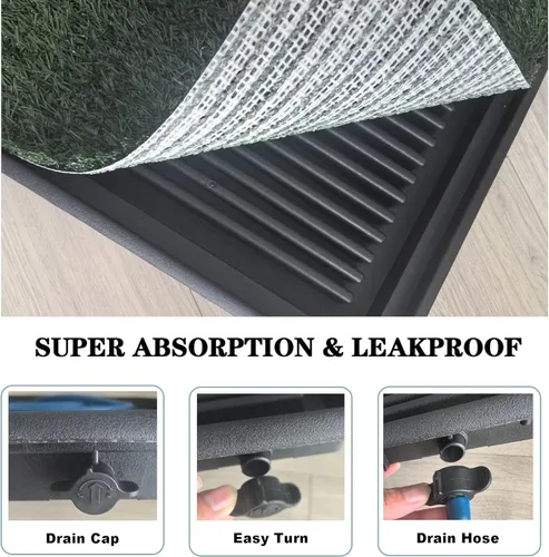 Vista 3 de LOMANTOWN Orinal de césped para interiores, almohadilla reutilizable de hierba para perros con bandeja, caja de arena para perros de 25 x 20
