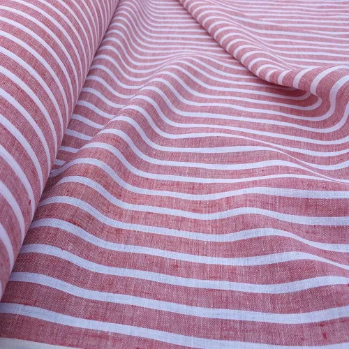 Vista 2 de Tela de lino verde a rayas simples Material versátil y duradero para decoración del hogar y manualidades