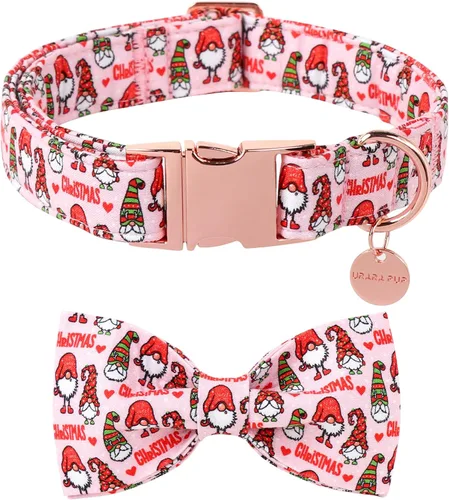 Vista 34 de Collar de Navidad para perro con pajarita, collar de Navidad para cachorros, hembras, machos, perros o gatos, collares con lazo con hebilla de metal
