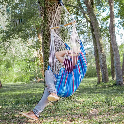Vista 10 de Bliss Hammocks - Silla hamaca con flecos de 40 pulgadas de ancho con almohadas a juego, bolsillo lateral, barra separadora de acero y herrajes