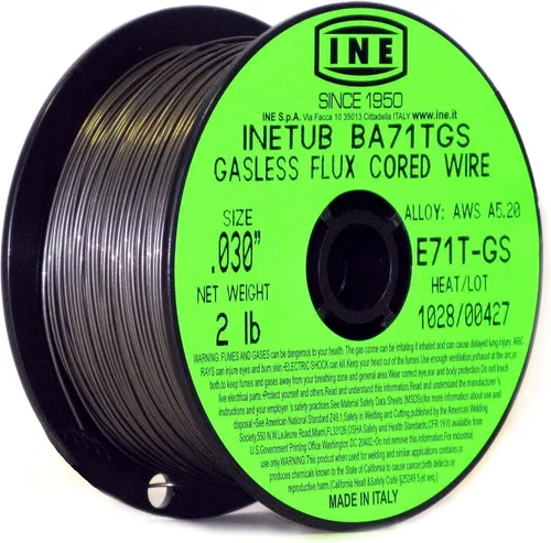 Carrete de alambre de alma fundente sin gas BA71TGS de Inetub, de 0.030 pulgadas, 2 libras, para soldar acero al carbono