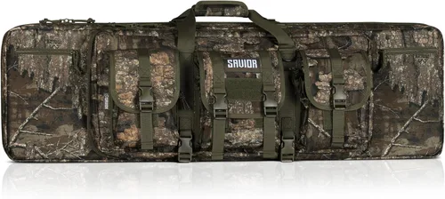 Vista 15 de Savior Equipment American Classic - Bolsa táctica doble para armas largas, estuche de transporte para pistola con correa de mochila, compartimento