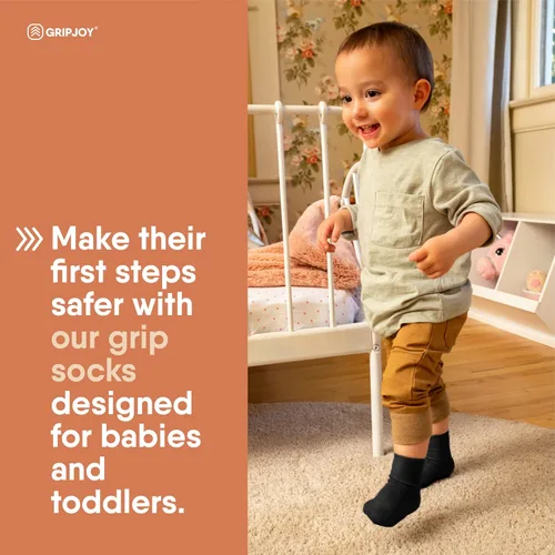 Vista 2 de Gripjoy Toddler Socks with Grippers, Non-Slip for Kids, Enhanced Stability, Comfortable Cotton - 4 Pairs