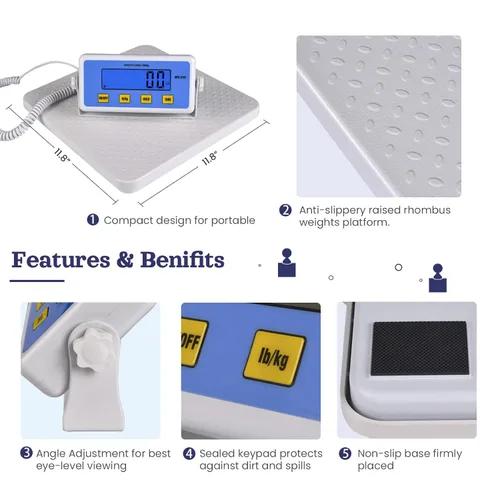 Vista 2 de Tetuga Báscula médica - Báscula de lucha de alta capacidad de 440 libras para peso corporal con pantalla LCD fácil de leer, báscula de médico