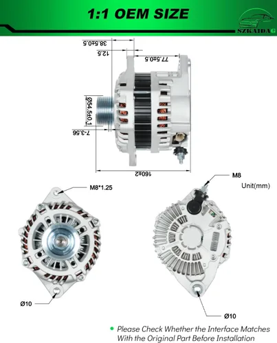 Vista 308 de Alternador de 4.0L para: Ford Explorer 2002 2003 2004, Explorer Sport Trac 2001-2004 para: Mercury Mountaineer 2001-2004, polea de 6 ranuras de 12V