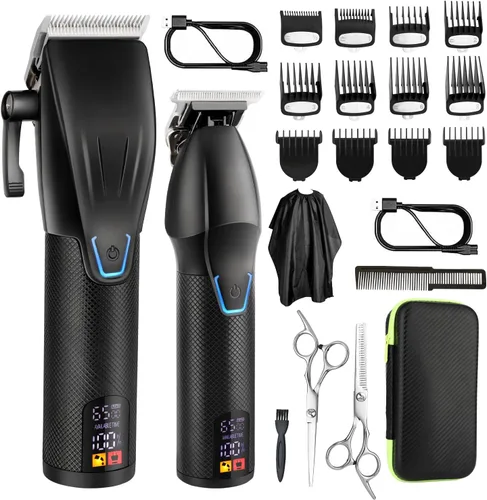 Dumite Kit de cortapelos profesional, cortapelos inalámbricos para hombres, cortadora de pelo para barbero y recortadora de hoja en T de espacio