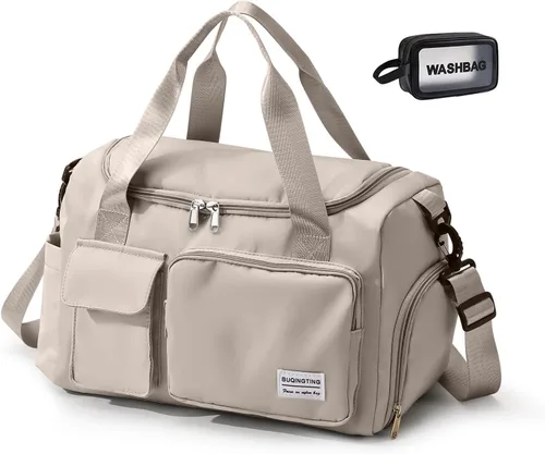 Vista 34 de Bolsa de Gimnasio Pequeña para Mujer, Bolsa de Lona de Viaje, Bolsa de Fin de Semana con Compartimento para Zapatos