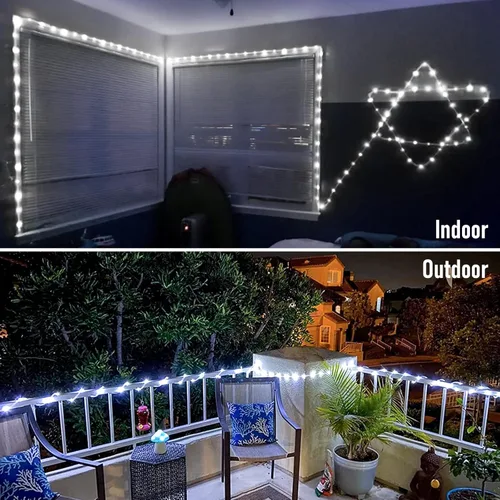 Vista 3 de JMEXSUSS Cuerda de luces LED de 100 luces LED que funcionan con pilas, resistente al agua, 33 pies, 8 modos, luces de batería al aire libre