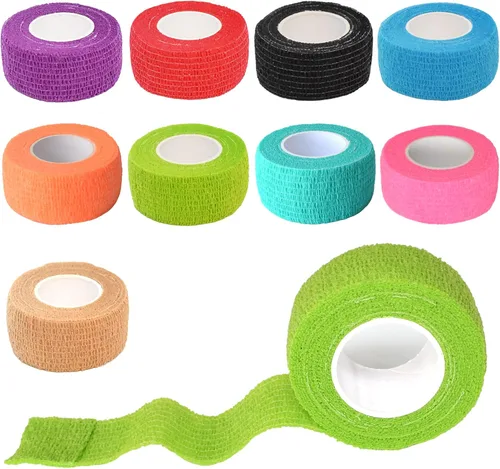 Vista 14 de Paquete de 9 vendajes autoadhesivos de 1 pulgada x 5 yardas para tobillos, muñecas, dedos, deportes, cinta veterinaria cohesiva transpirable