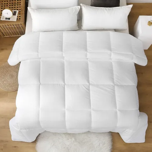 Vista 3 de Relleno de edredón ligero tamaño Queen, edredón alternativo con cubierta de algodón ultra suave, edredón de cama refrescante para personas que