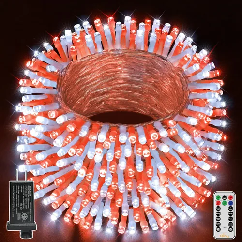 Vista 13 de Ollny - Guirnalda de luces con 120 ledes, de 40 pies, con temporizador, impermeables y conectables, 8 modos, para interior y exterior, dormitorio