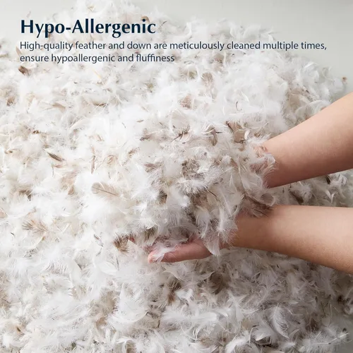 Vista 4 de Almohada de cama Pacific Coast, almohada de plumas y plumón de ganso de lujo para dormir con funda 100% de algodón, soporte medio, tamaño estándar