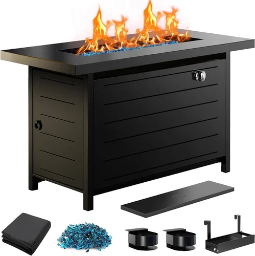 Vista 8 de Ciays Mesa de Hoguera de Propano de 28 Pulgadas CSA-Listada para Exteriores, Hoguera de Gas de Acero de 50,000 BTU con Tapa y Piedra de Lava, Añade