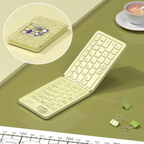 Vista 8 de Mini teclado Bluetooth plegable, teclado portátil compacto inalámbrico recargable con 67 teclas delgadas y silenciosas, bonito teclado de viaje