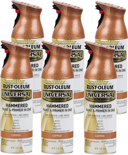 Vista 98 de Rust-Oleum 267298-6PK Pintura en aerosol martillada universal para todas las superficies, 12 onzas, blanco, paquete de 6