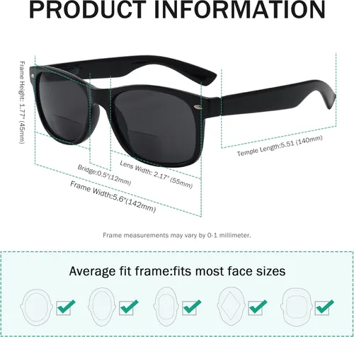 Vista 3 de Eyekepper Gafas de sol bifocales clásicas para lectores de sol bifocales para hombre y mujer