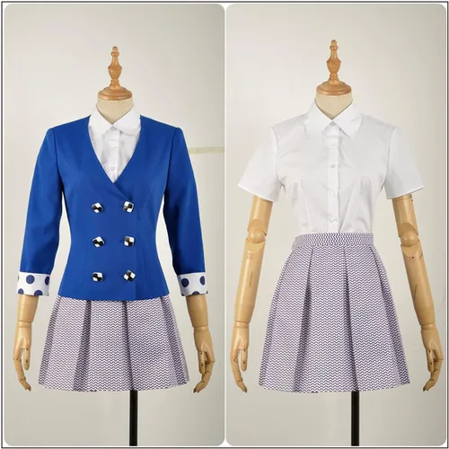 Vista 3 de Weixu Heathers - Disfraz musical de Veronica Sawyer para cosplay, uniforme escolar JK, falda azul, disfraz de Halloween