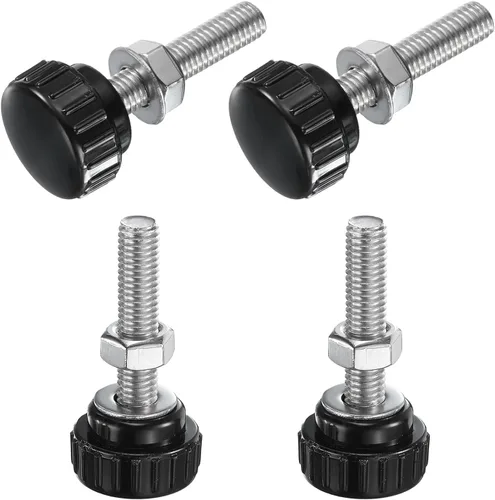 Vista 66 de Uxcell 4 juegos de perillas estriadas con tornillos de pulgar y tuercas, rosca macho métrica M6 x 35 mm, cabeza de plástico de 25 mm, perillas