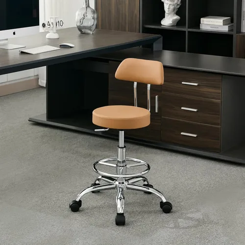 Vista 9 de FIRAVOE Silla de oficina con respaldo (taburete de postura de altura ajustable de 19.5 a 26.6 pulgadas) (silla de dibujo con ruedas) taburete