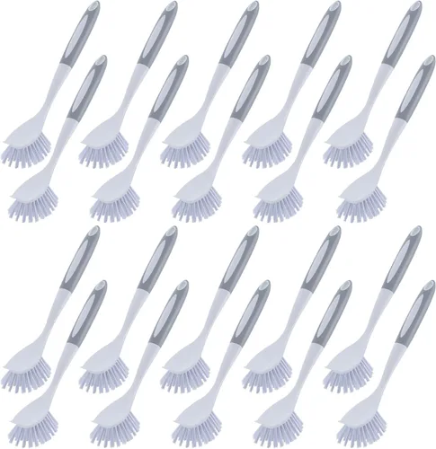 Vista 13 de Hsei 6 cepillos de cocina azules a granel con mango de 11 pulgadas para limpiar platos con cerdas rígidas, cepillos de lavado para limpieza de ollas