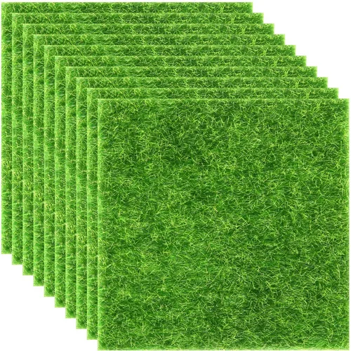 Vista 12 de Elcoho 6 piezas de césped artificial para manualidades, jardín de hadas, 6 x 6 pulgadas, para decoración en miniatura, casa de muñecas, decoración