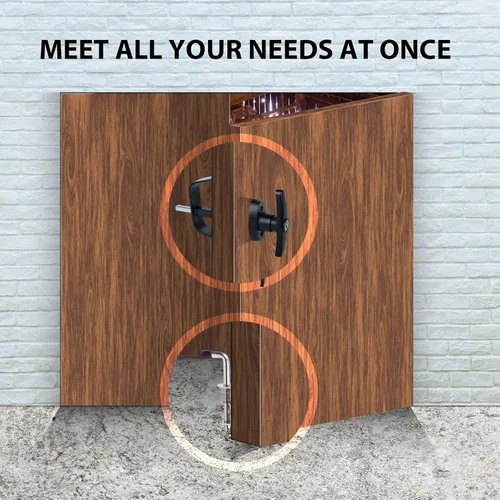 Vista 4 de Kit de herrajes para cobertizo de doble puerta de 5 llaves: incluye perno de barril, pestillo y herrajes de doble puerta para una fácil instalación