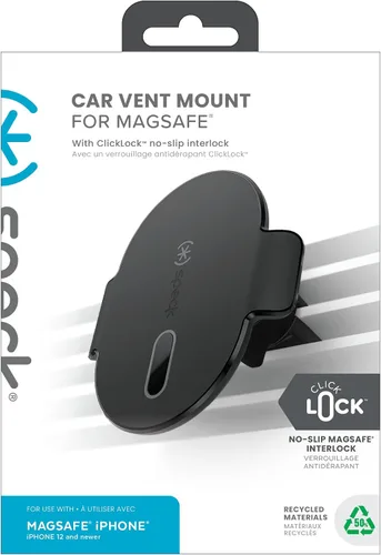 Vista 6 de Speck Accesorio MagSafe para montaje en ventilación de automóvil para iPhone, bloqueo antideslizante ClickLock, abrazadera de ventilación ultra