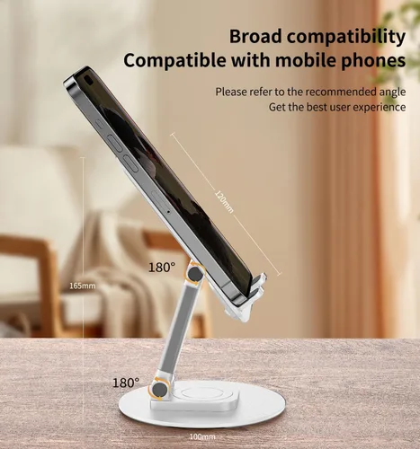 Vista 5 de Soporte para teléfono móvil de rotación 360°, base de soporte de escritorio plegable totalmente ajustable, soportes plegables de escritorio