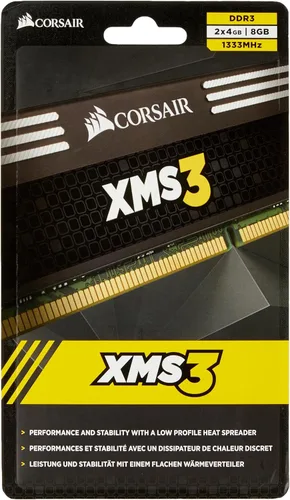 Vista 4 de Corsair CMX4GX3M1A1333C9 XMS3 4 GB 1333MHz PC3-10666 Kit de memoria DDR3 de 240 pines para Core i3 i5 i7 - 1.5V