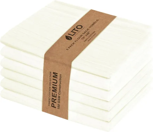 Vista 25 de Toallas de saco de harina Toalla de té para manualidades, plato de cocina, toalla de algodón en blanco para bordado, funda de lino para hornear