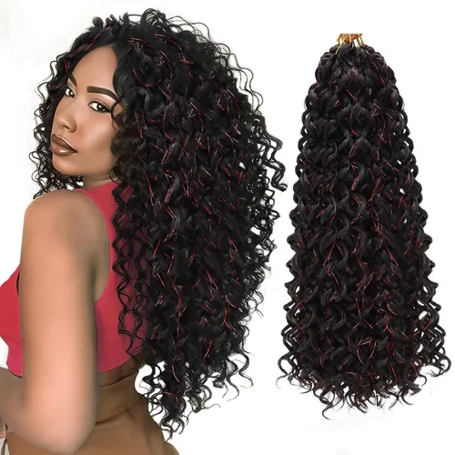 Vista 33 de 8 Paquetes de Cabello Rizado con Ganchillo GoGo para Mujeres, Cabello Rizado con Ganchillo para Trenzas de Ola Profunda, Extensiones de Cabello