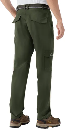 Vista 4 de BASUDAM Pantalones cargo de senderismo para hombre, de secado rápido, ligeros, elásticos, resistentes al agua con bolsillos