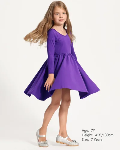 Vista 3 de Stelle Vestido de patinadora de manga larga para niñas y niños pequeños, Blanco