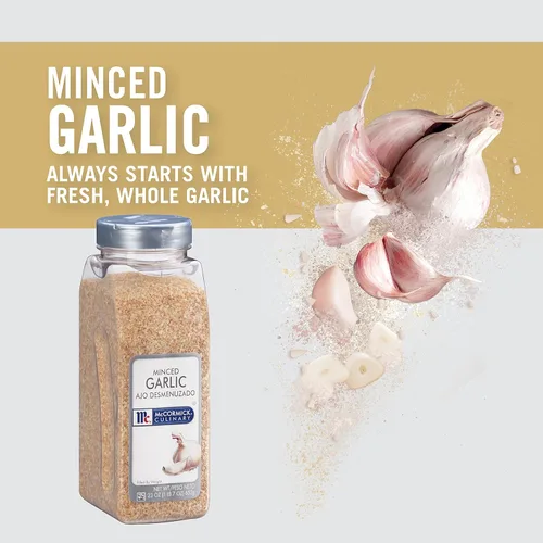 Vista 5 de McCormick Culinary Ajo picado, 23 onzas, un recipiente de 23 onzas de ajo picado seco, perfecto para sopas, guisos, aderezos y adobos