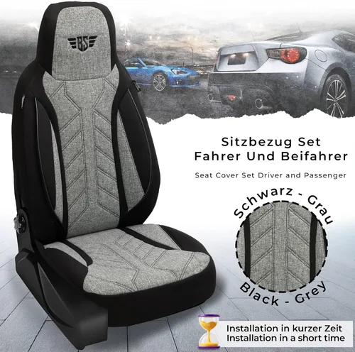 Vista 6 de Bremer SITZBEZÜGE Protective Covers for Mercedes E Class W124 S124 PLKT201 PLKT201 - Negro/Gris