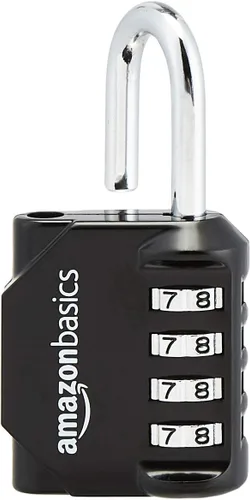 Vista 4 de Yaxa Basics Cerradura de combinación de 4 dígitos para gimnasio y deportes, paquete de 2, color negro