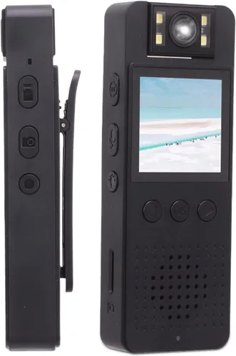 Yoidesu Mini grabadora de video de cámara, cámara pequeña desgastada con lente giratoria de 180 y clip, cámara de seguridad portátil de 1080P para