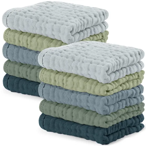 Vista 59 de Comfy Cubs - Juego de paños de muselina para eructos de 20 x 10 pulgadas, paquete de 10, tamaño grande, 6 capas, 100% algodón, absorbentes, seguros