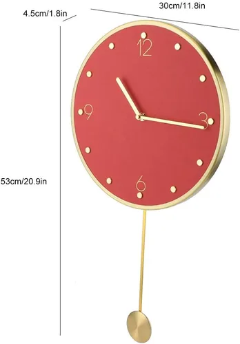 Vista 6 de Reloj de pared de péndulo moderno, reloj de pared grande para sala de estar, funciona con pilas, relojes de péndulo silenciosos para decoración