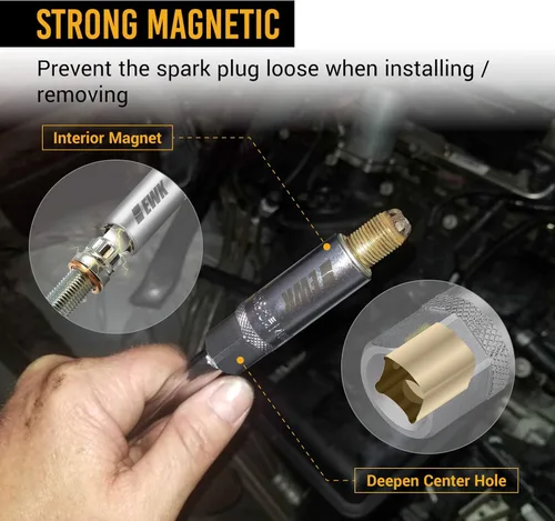 Vista 4 de EWK - Enchufe de bujía magnético de pared delgada de 14 mm, 12 puntos para BMW, Mini Cooper, Nissan, Infiniti