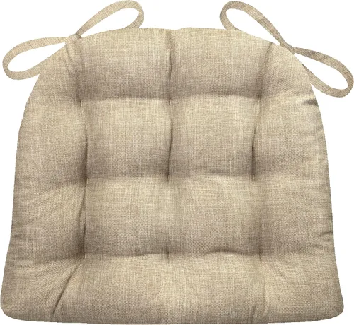 Barnett Home Decor Hayden Cojín Beige para Silla de Comedor con Lazos - Tamaño 19 x 19 Cojín Grande para Silla - Reversible, Relleno de Espuma de